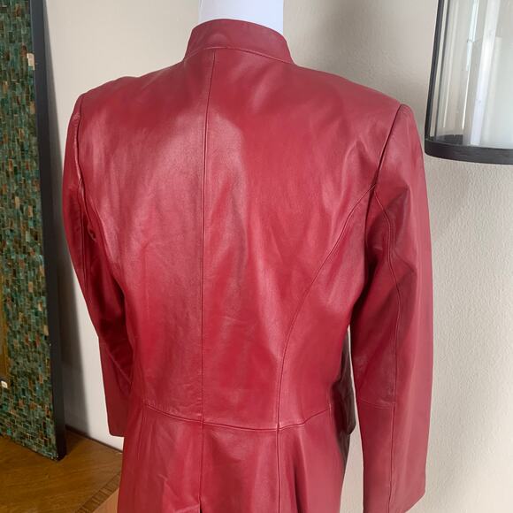 Vintage Genuine Leather Terry Lewis Size S Coat Jacket Burgundy Red Classic - Picture 7 of 11